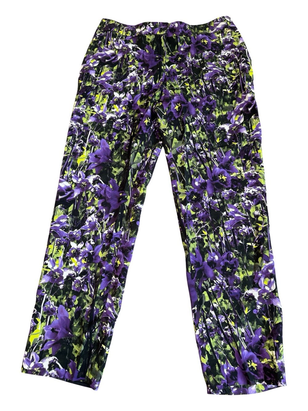ESCADA apple green, purple, black & white pants , size 6.